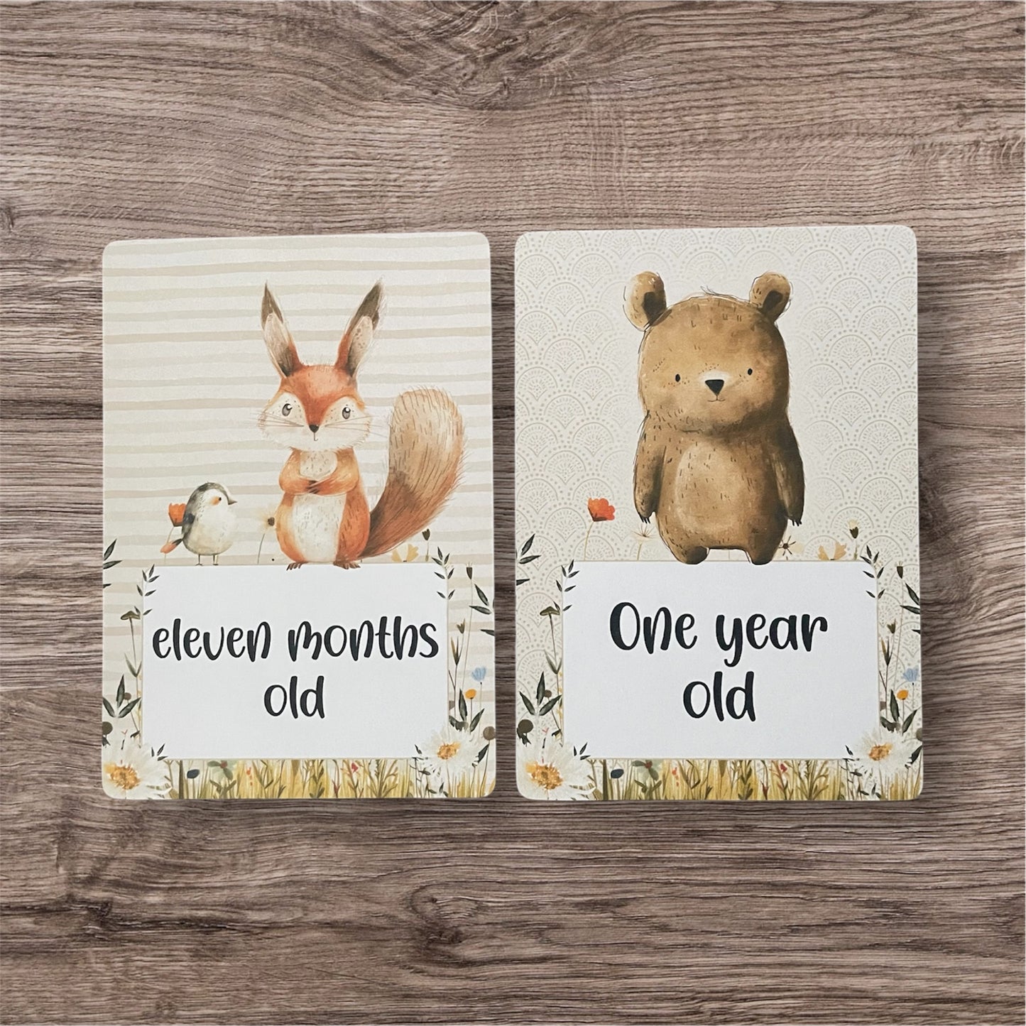 Forest friends milestone cards