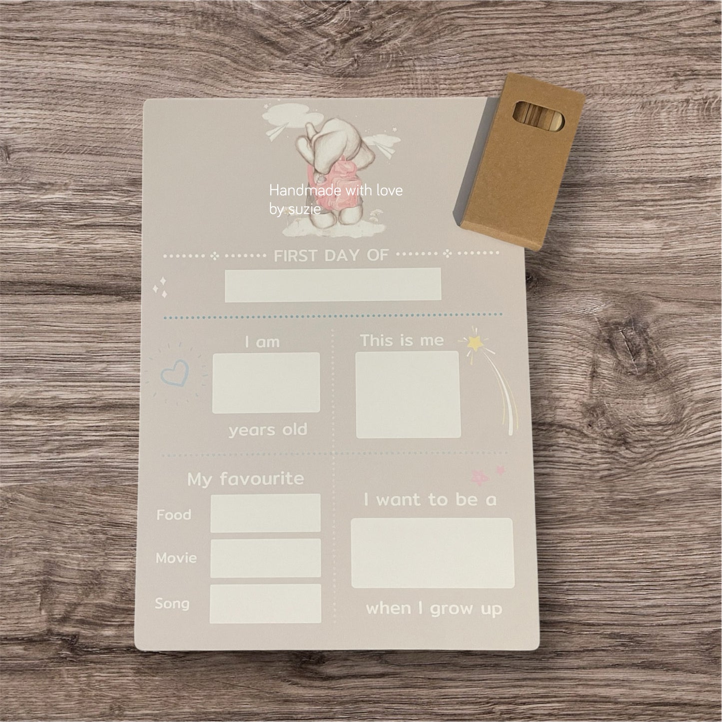 First Day Of School Sign Pink Elephant