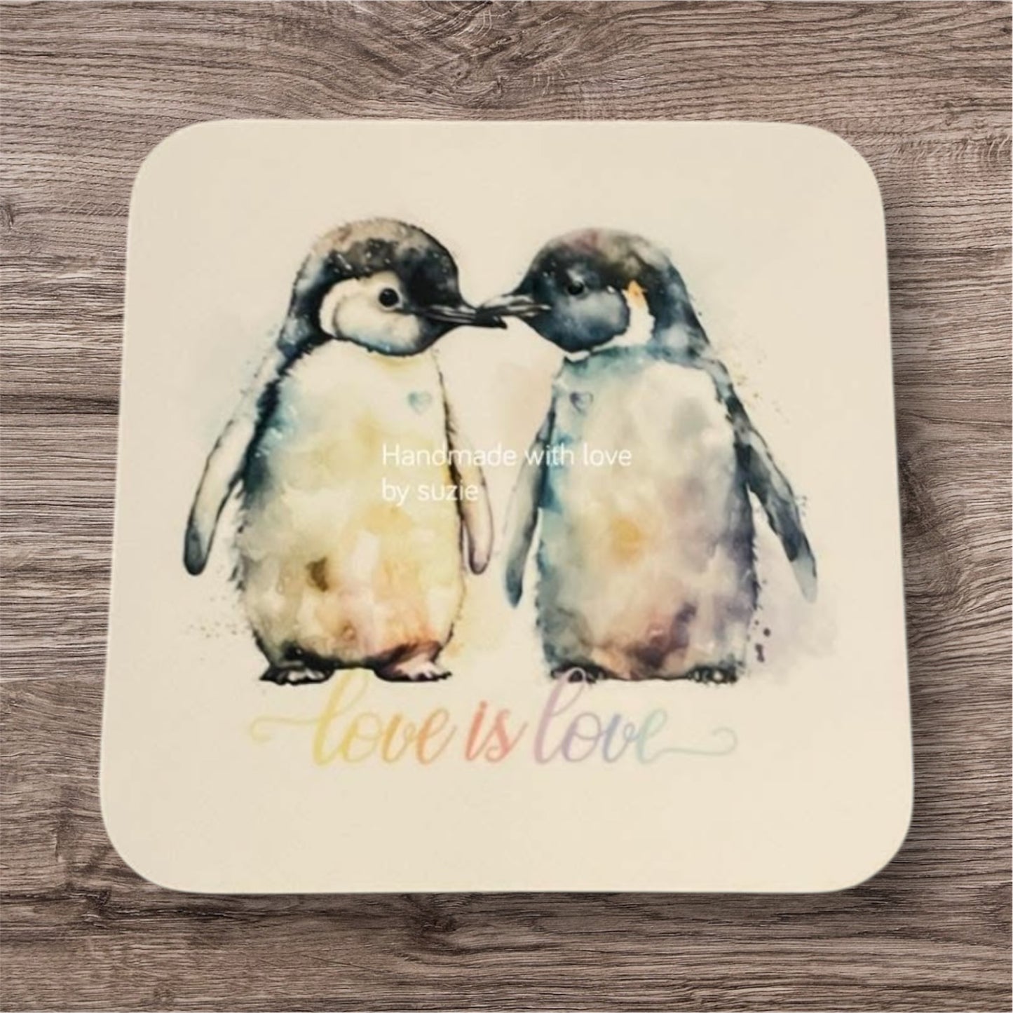 Love is love penguins coaster