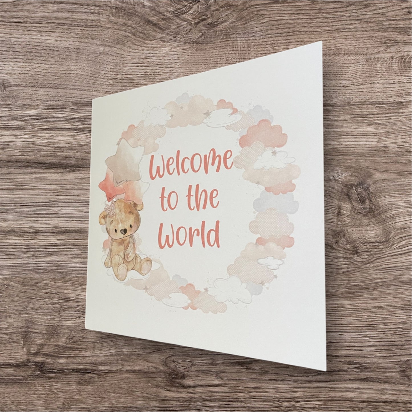 Welcome to the world pink bear card