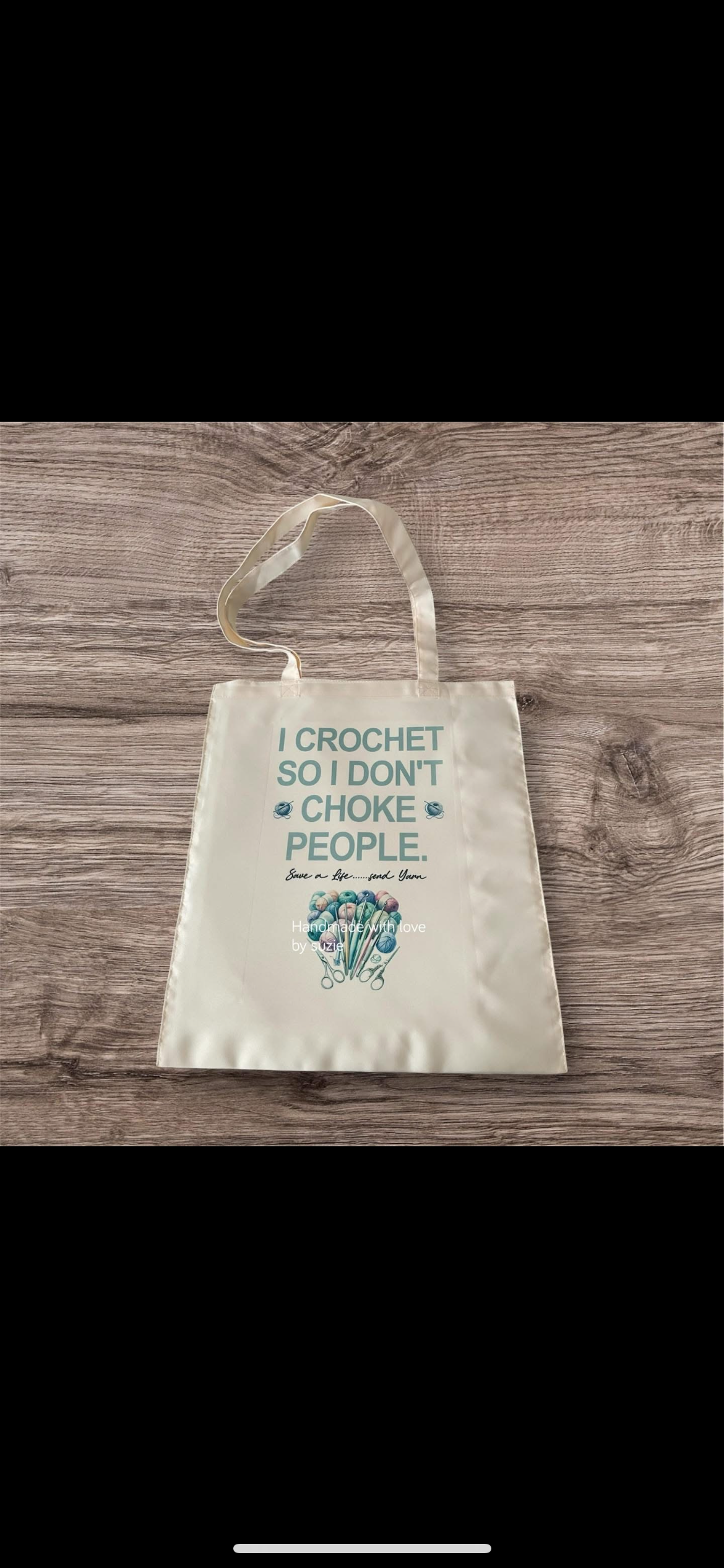 I crochet so I don’t choke people tote bag