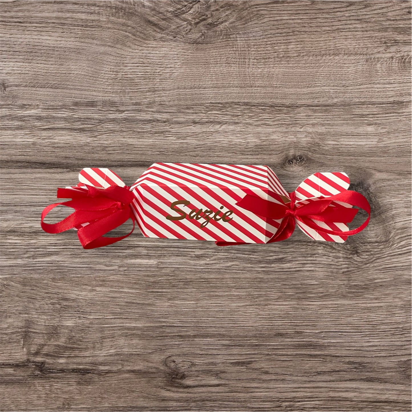 Personalised fillable crackers red and white