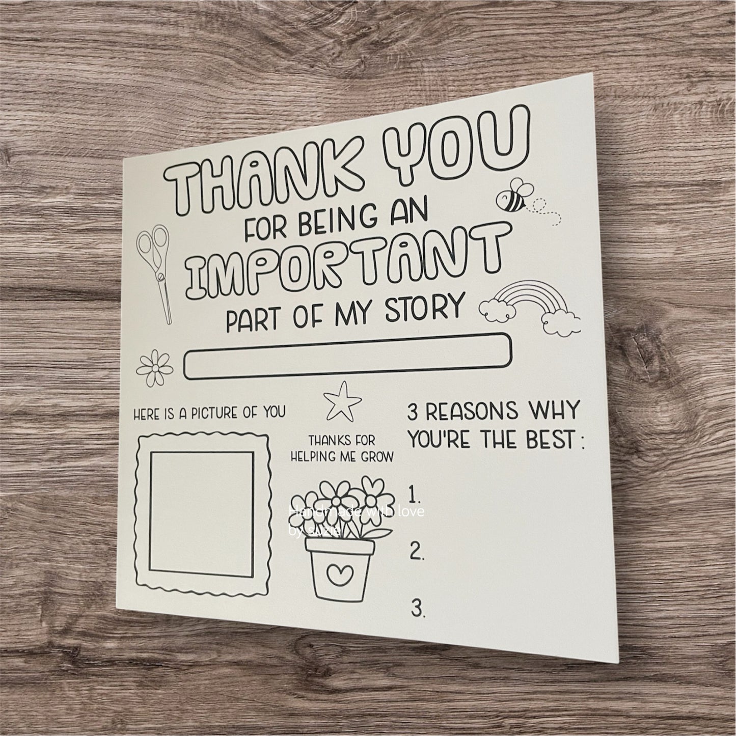 Colour in teachers card