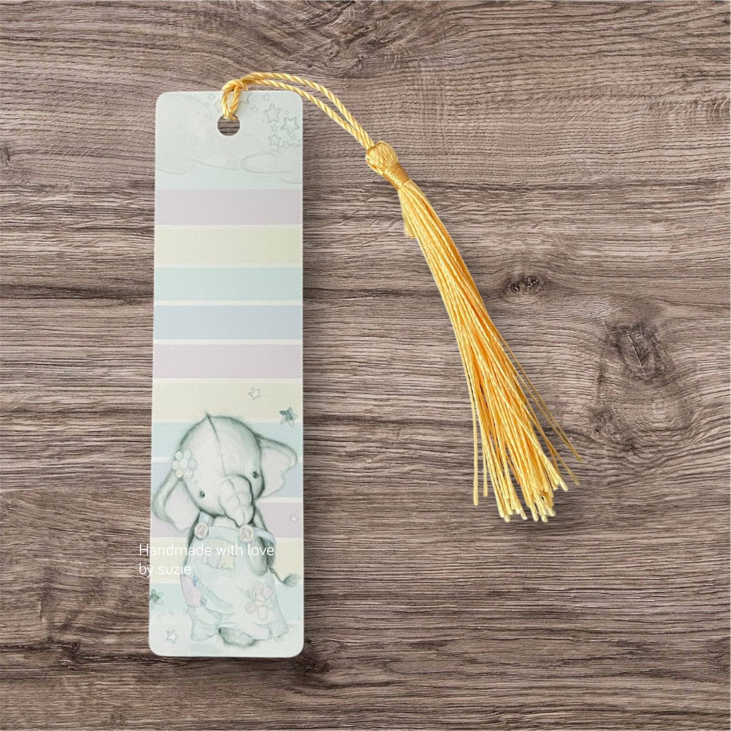 Patchwork elephant mini aluminium bookmark