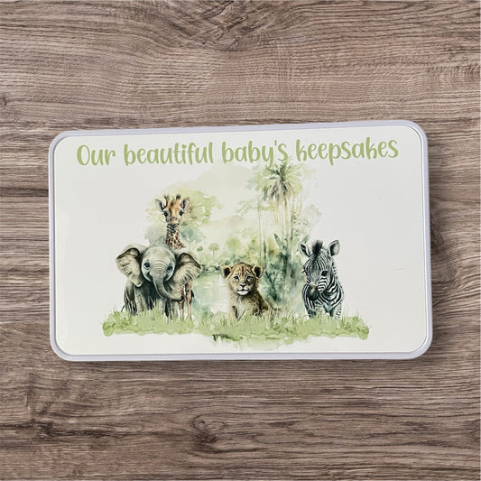 Safari baby keepsake tin