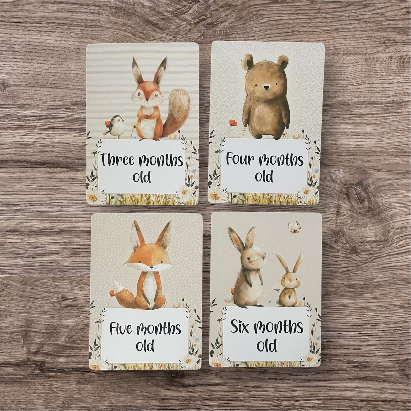Forest friends milestone cards