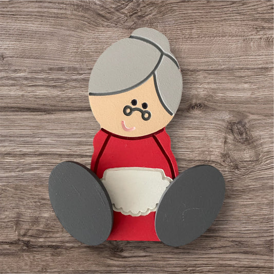 Hand painted free standing Mrs Claus