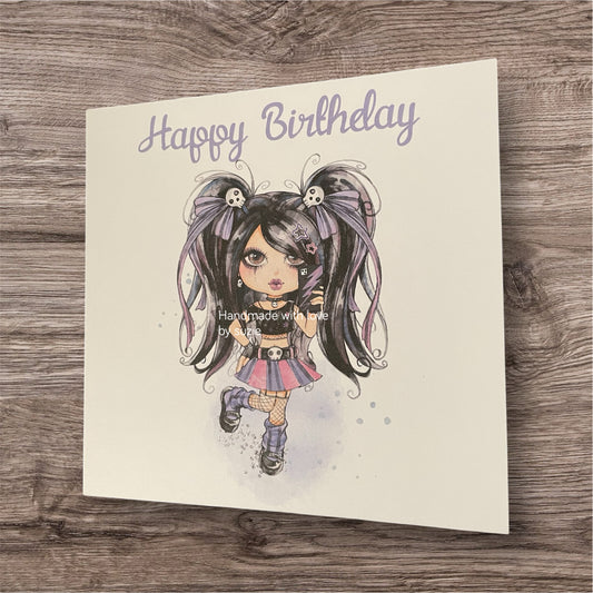 Skull girl Happy Birthday card