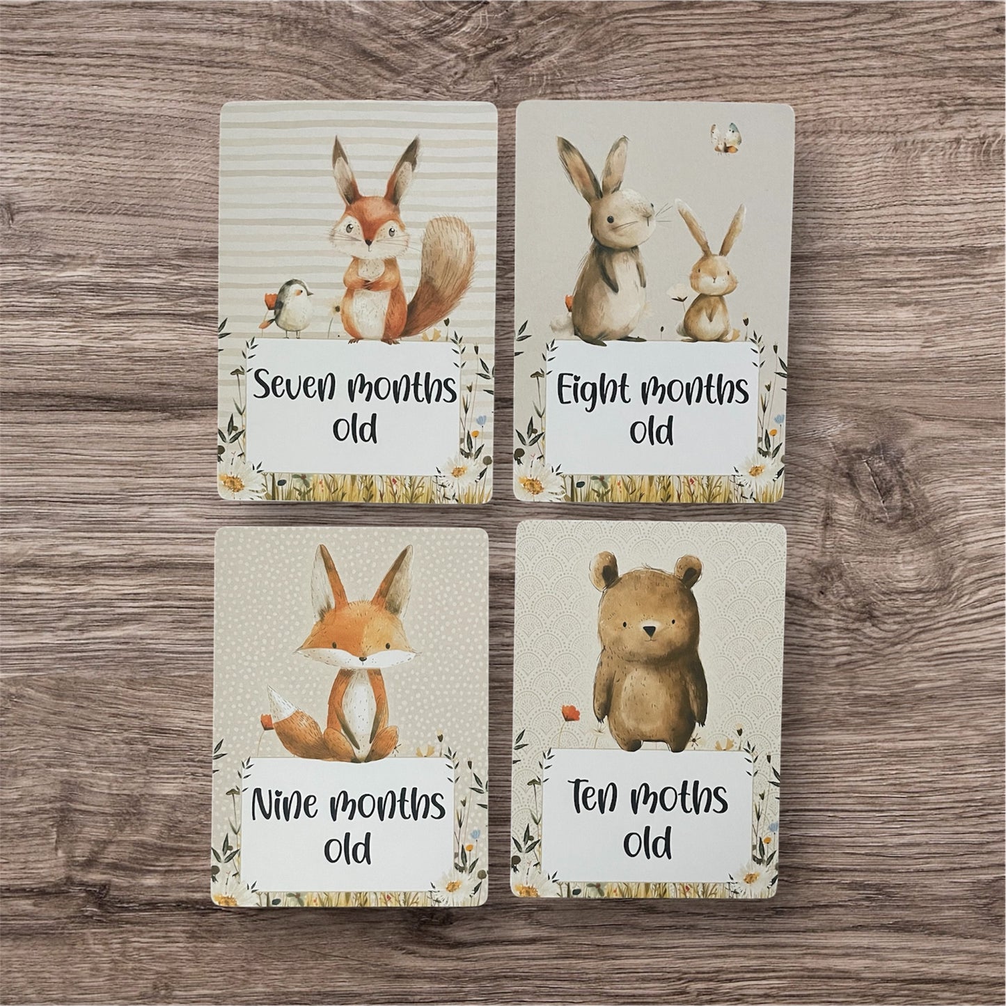 Forest friends milestone cards