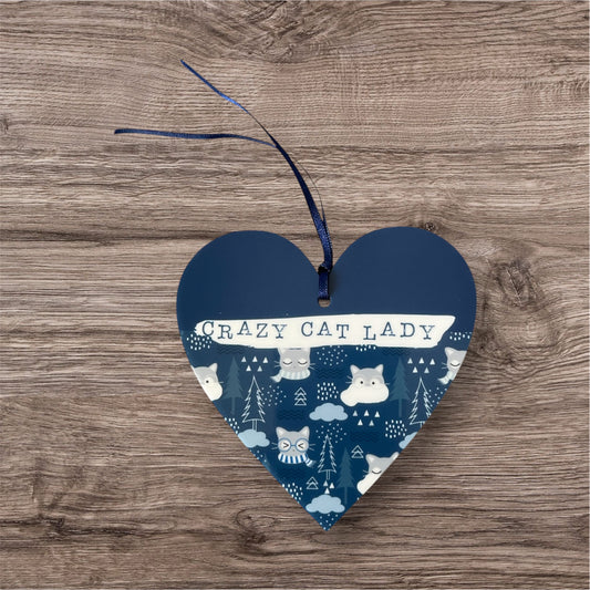 Acrylic heart hanging decoration crazy cat lady