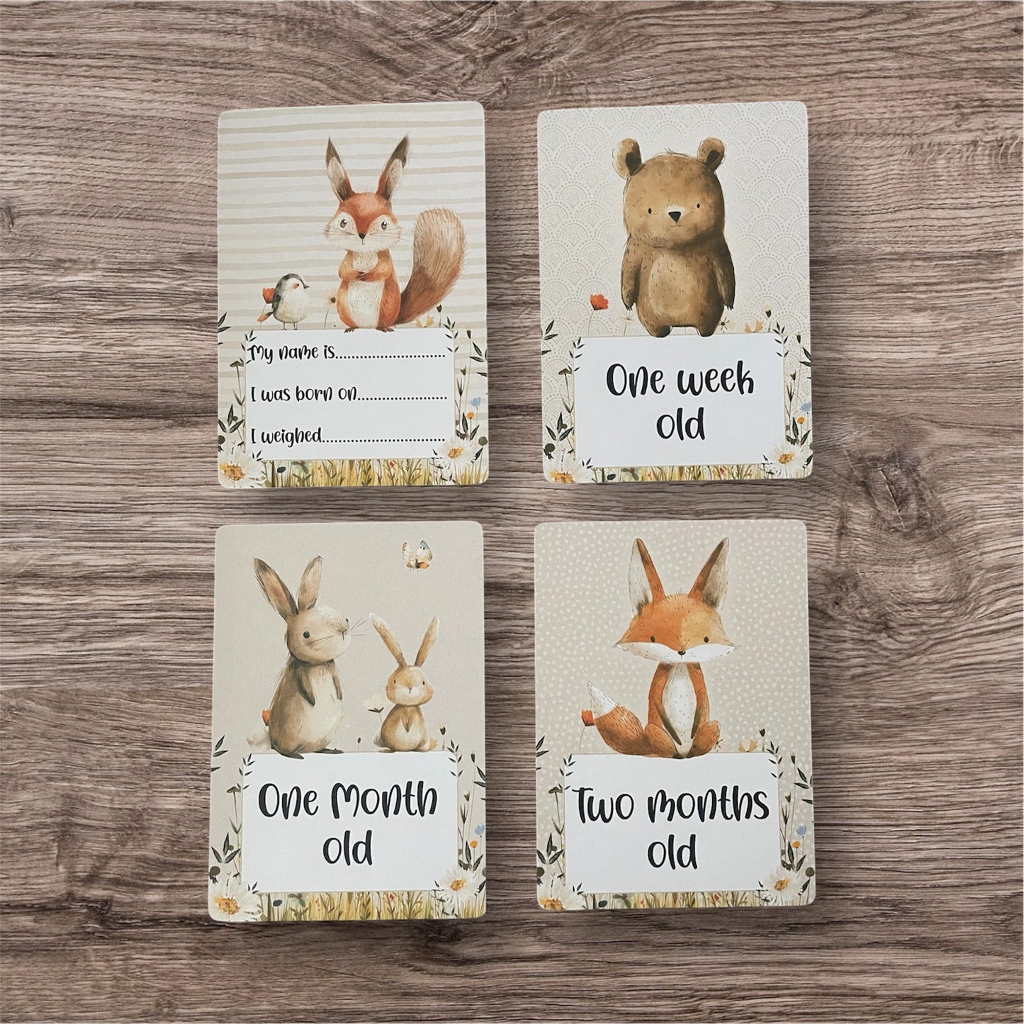 Forest friends milestone cards