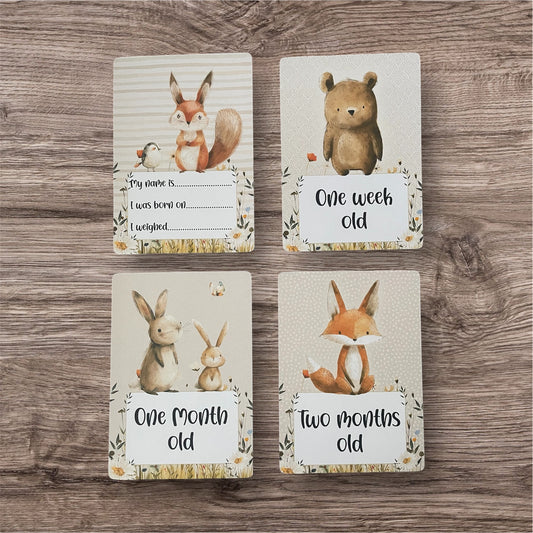 Forest friends milestone cards