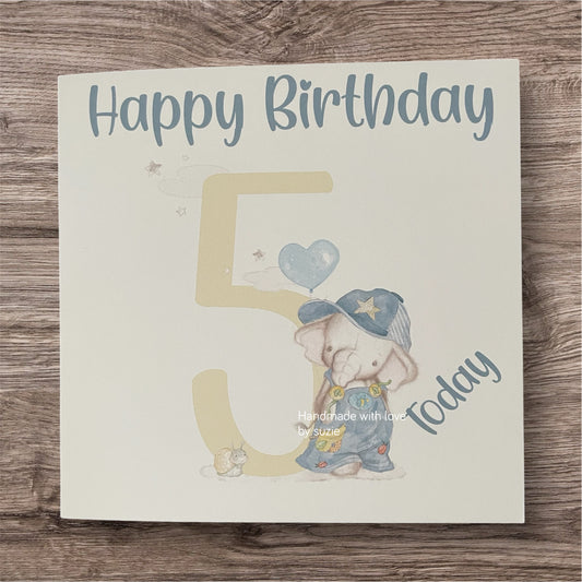 Bug boy elephant birthday card