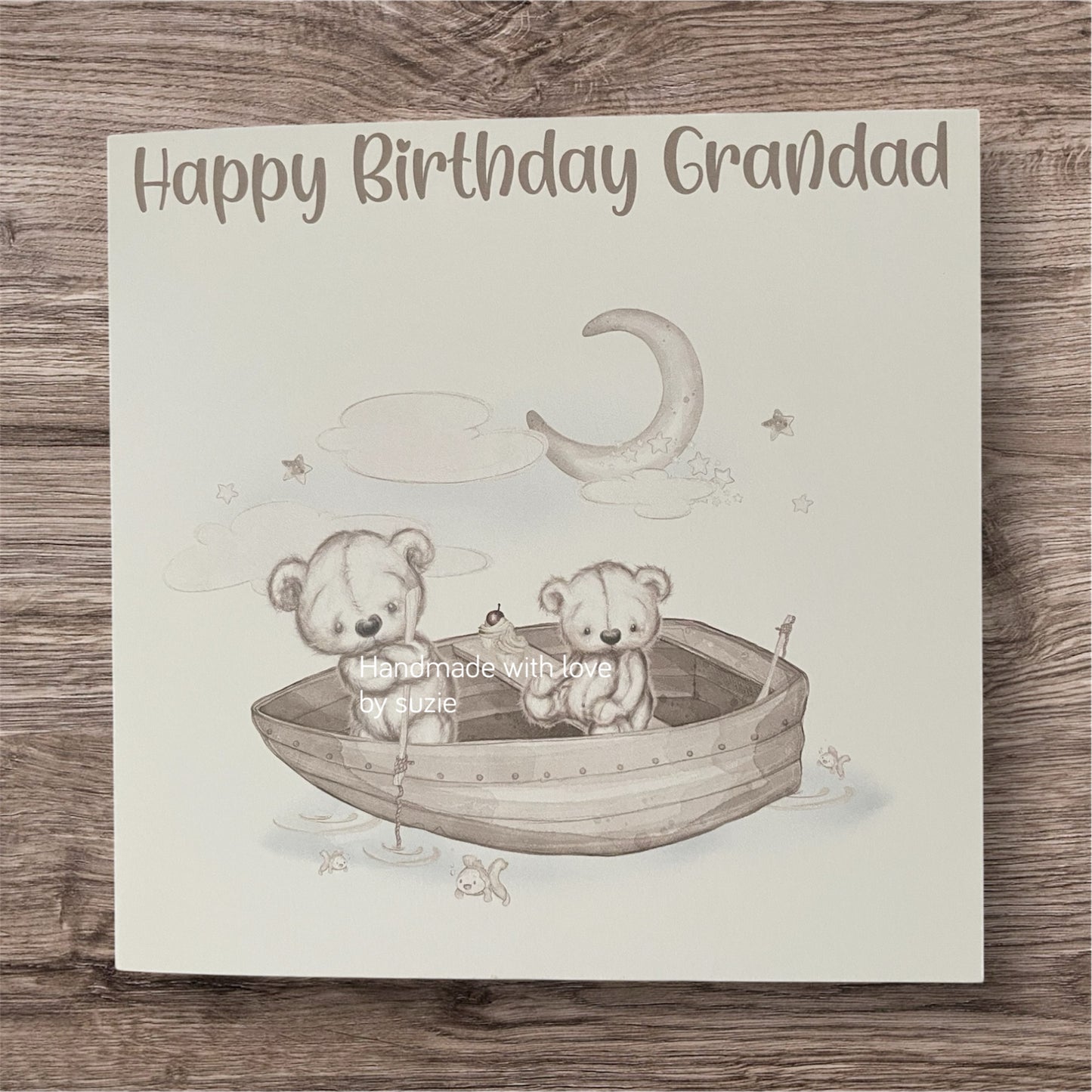 Bears in boat birthday card