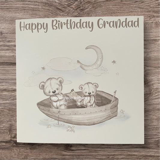 Bears in boat birthday card
