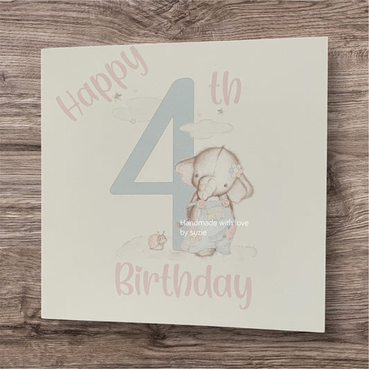 Patchwork elephant birthday card
