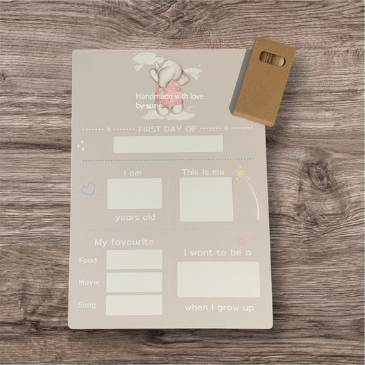 First Day Of School Sign Pink Elephant