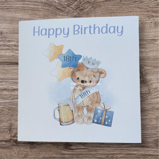 Celebration bear with sash birthday card