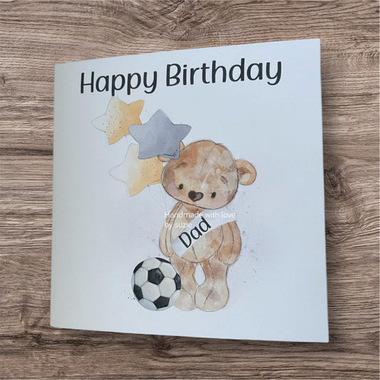 Football bear with sash birthday card