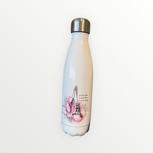 Pink boxing gloves water bottle