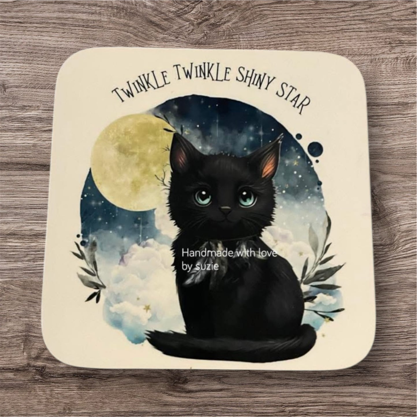 Twinkle twinkle cat with moon coaster