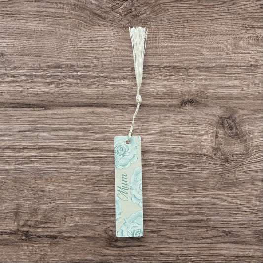 Mini aluminium bookmark pink and grey flowers