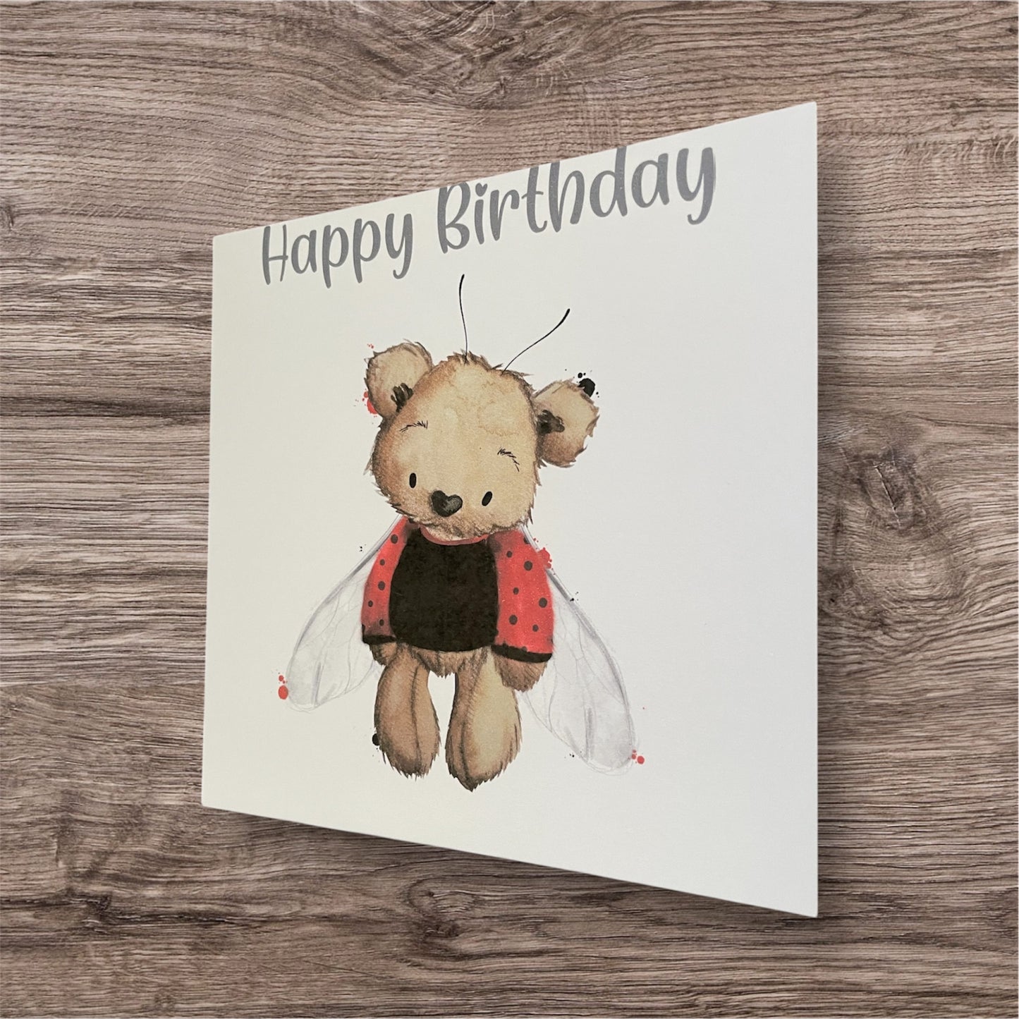 Birthday card bear ladybird