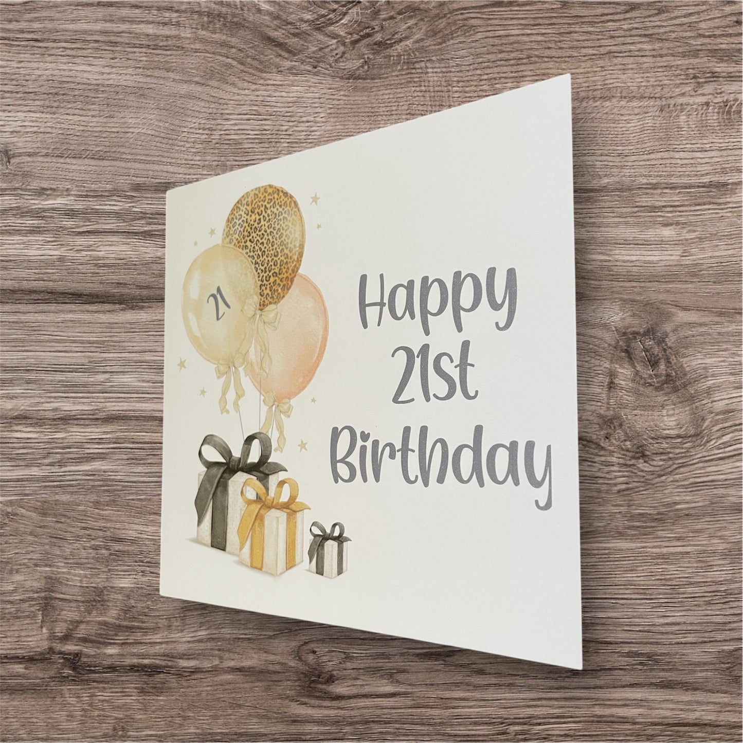 Happy birthday card presents and balloons