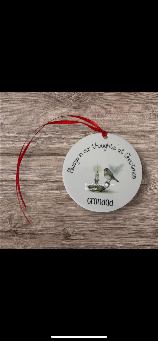 Memorial robin with candle hanging acrylic decoration