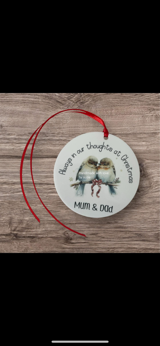 Memorial 2 robins hanging acrylic decoration