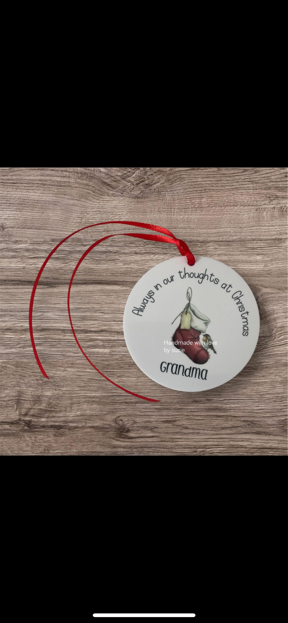 Memorial Robin and stocking hanging acrylic decoration