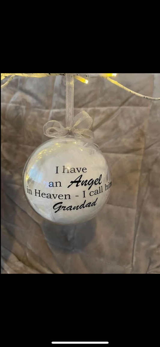 Feather filled bauble 10cm