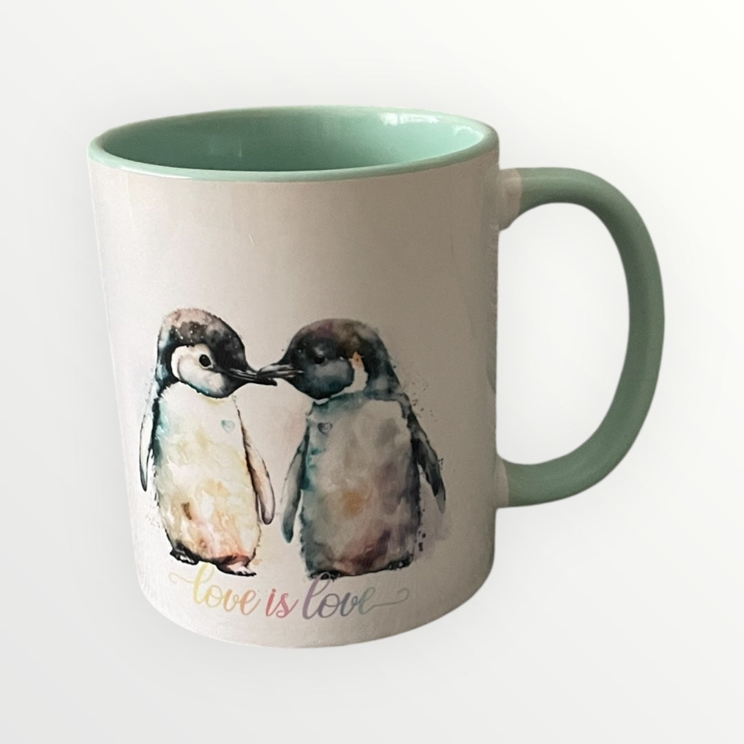 Love is love penguins mug