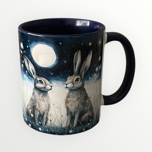Hares in the moonlight mug