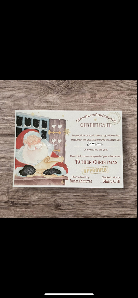 Christmas Eve set Santa letter, certificate and acrylic good list decoration